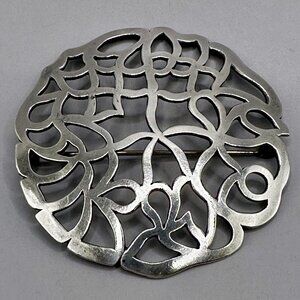 Anna Halasi Openwork Abstract Organic Brooch Modernist Signed Sterling Silver